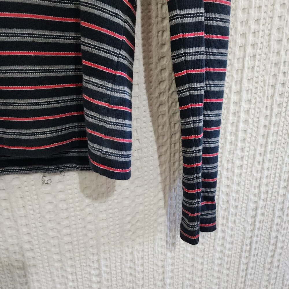Vintage Ann Taylor Striped Mock Neck Long Sleeve Top 90s Minimalist Y2K X-Small - Picture 4 of 11